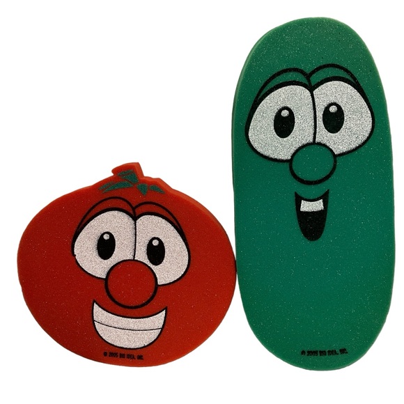 Veggie Tales Foam Fingers Bob The Tomato & Larry The Cucumber 2005 Big Idea Inc - Picture 15 of 15